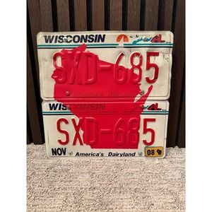 License Plate WI Wall Art - Upcycled Repurposed - 12" x 12"